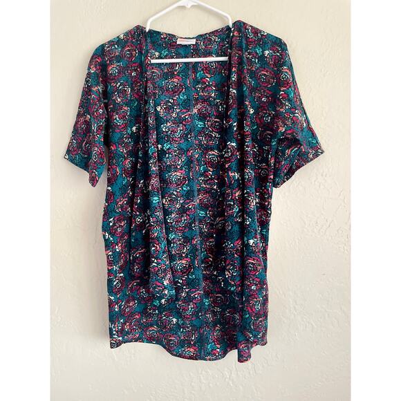 LULAROE Girls Teen/Youth Green Sheer Floral Kimono Open Cardigan Size 3 XS/S - Picture 1 of 8
